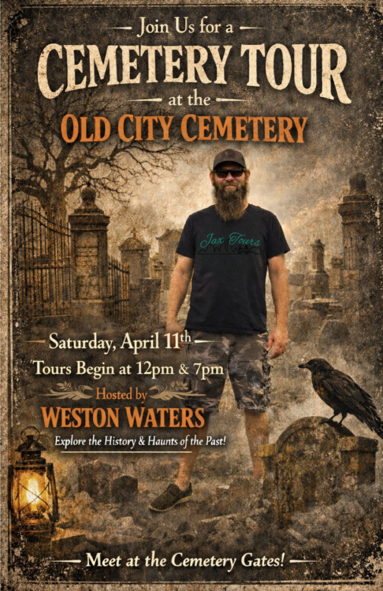 Jax Tours haunted graveyard cemetery tour Old City Cemetery whispers of the old city cemetery