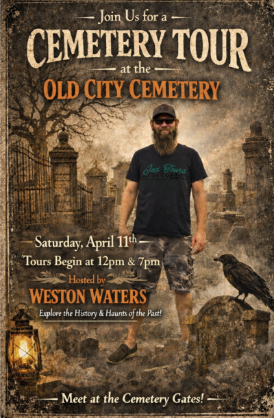 Jax Tours haunted graveyard cemetery tour Old City Cemetery whispers of the old city cemetery
