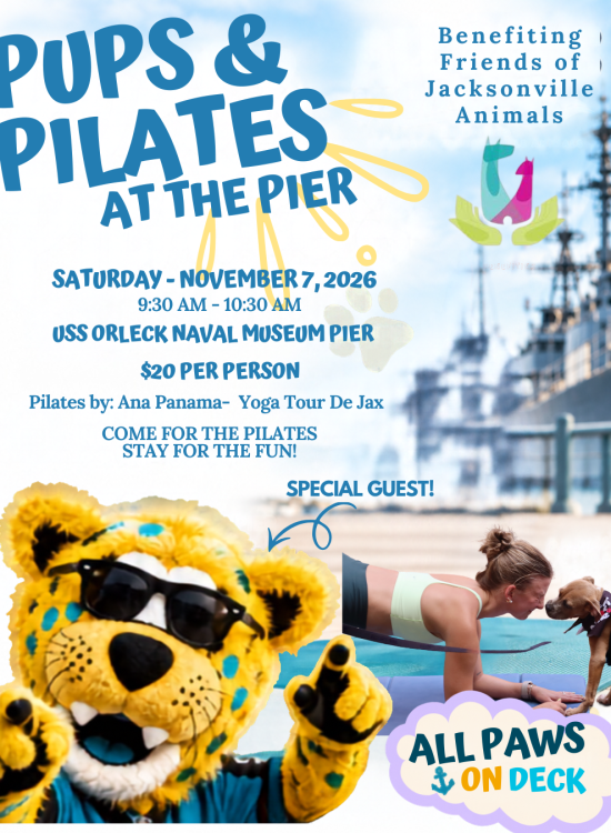jax tours pups and pilates all paws on deck at the uss orleck november 7th