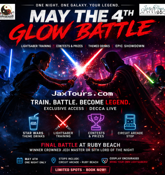May the fourth 4th star wars cosplay light saber jax tours pub crawl fun experience