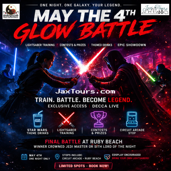 May the fourth 4th star wars cosplay light saber jax tours pub crawl fun experience