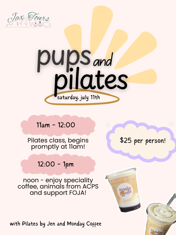 jax tours pups and pilates foja acps fundraising adoption ruby beach